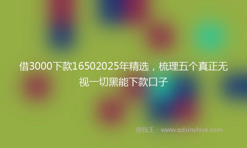 借3000下款16502025年精选，梳理五个真正无视一切黑能下款口子