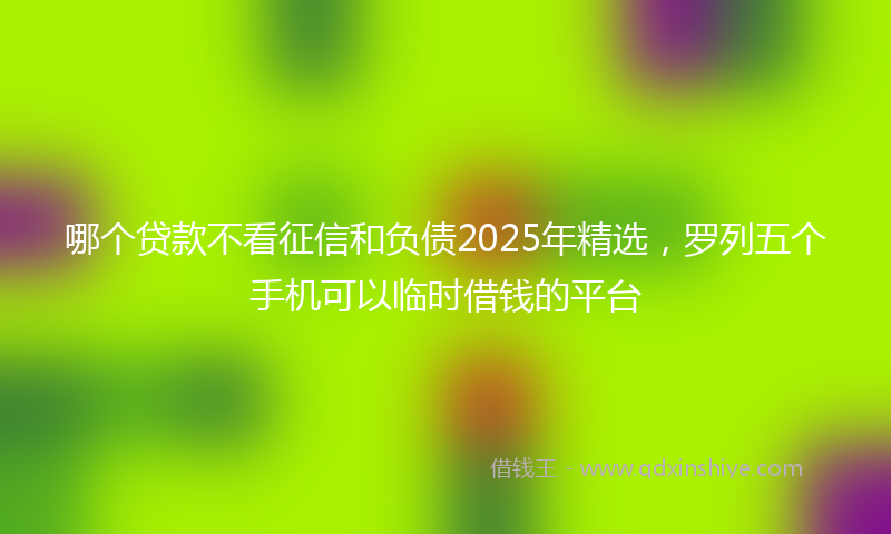 哪个贷款不看征信和负债2025年精选，罗列五个手机可以临时借钱的平台