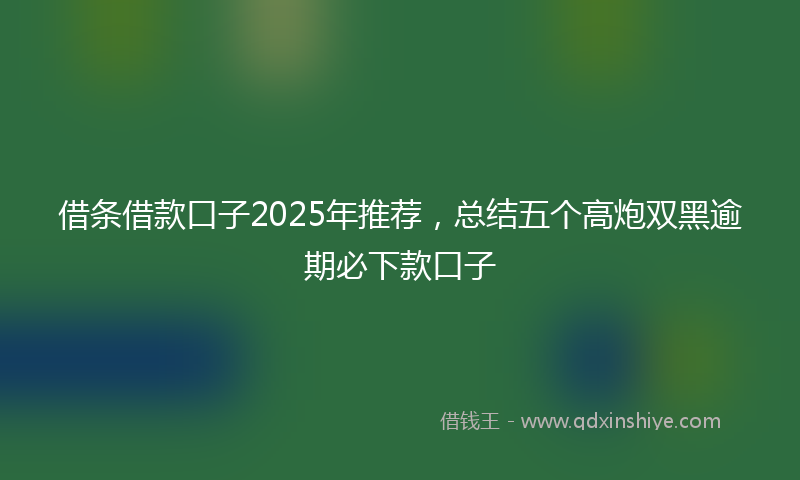 借条借款口子2025年推荐，总结五个高炮双黑逾期必下款口子
