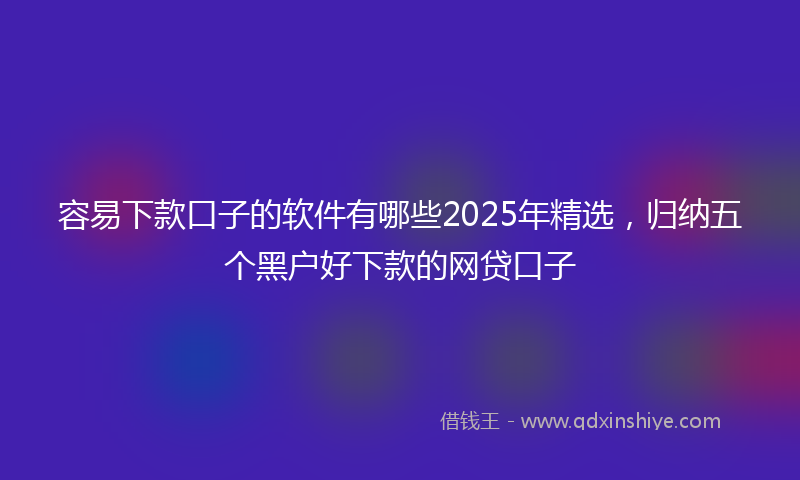 容易下款口子的软件有哪些2025年精选，归纳五个黑户好下款的网贷口子