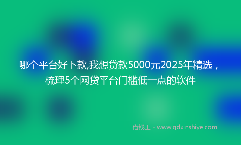哪个平台好下款,我想贷款5000元2025年精选，梳理5个网贷平台门槛低一点的软件