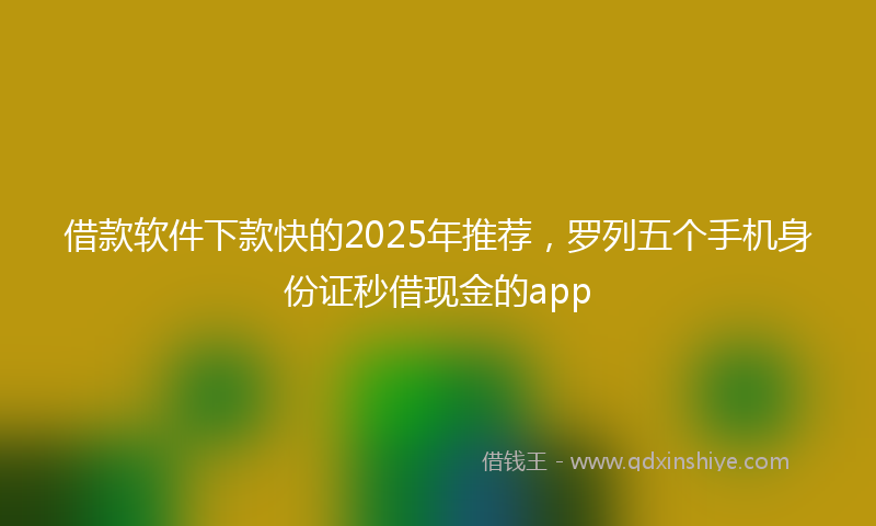 借款软件下款快的2025年推荐，罗列五个手机身份证秒借现金的app
