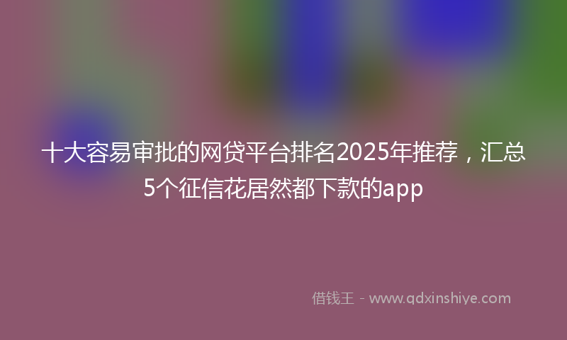 十大容易审批的网贷平台排名2025年推荐，汇总5个征信花居然都下款的app