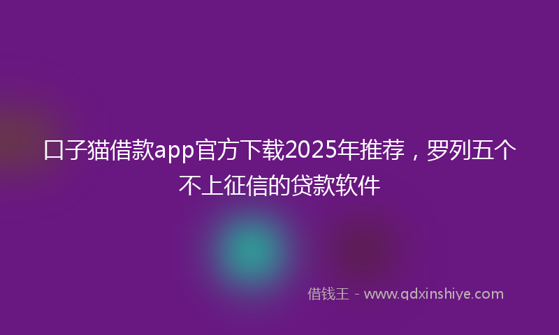 口子猫借款app官方下载2025年推荐，罗列五个不上征信的贷款软件