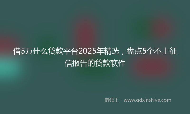 借5万什么贷款平台2025年精选，盘点5个不上征信报告的贷款软件