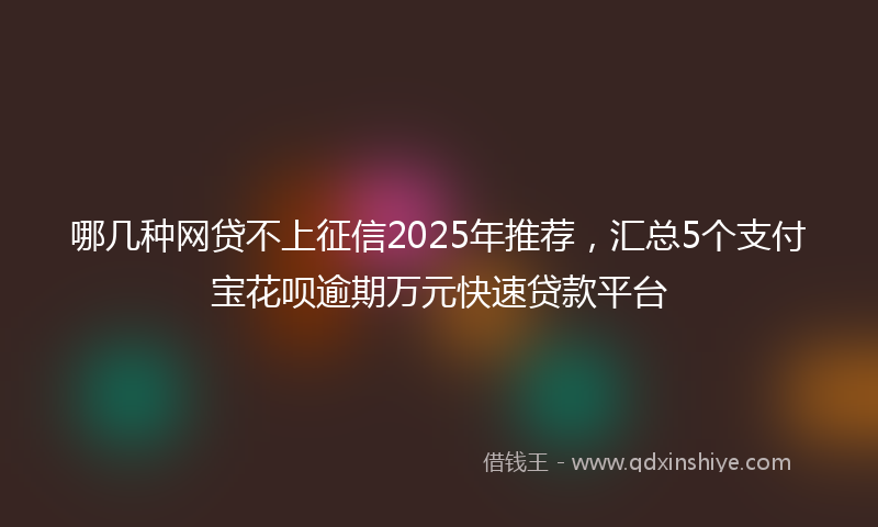 哪几种网贷不上征信2025年推荐，汇总5个支付宝花呗逾期万元快速贷款平台