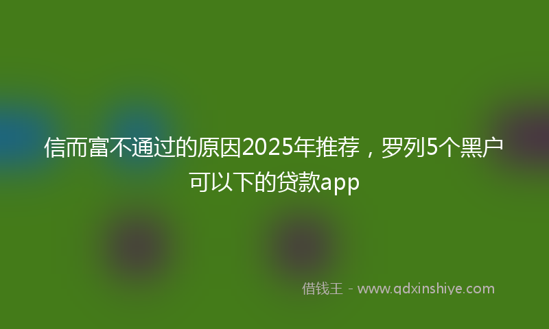 信而富不通过的原因2025年推荐，罗列5个黑户可以下的贷款app