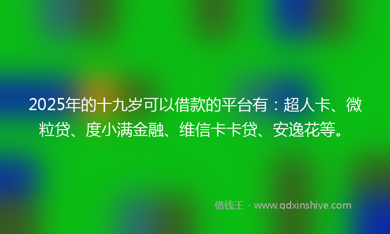 2025年的十九岁可以借款的平台有：超人卡、微粒贷、度小满金融、维信卡卡贷、安逸花等。