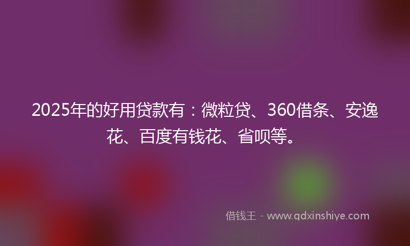 2025年的好用贷款有：微粒贷、360借条、安逸花、百度有钱花、省呗等。
