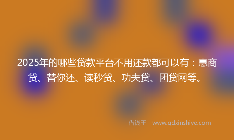 2025年的哪些贷款平台不用还款都可以有：惠商贷、替你还、读秒贷、功夫贷、团贷网等。