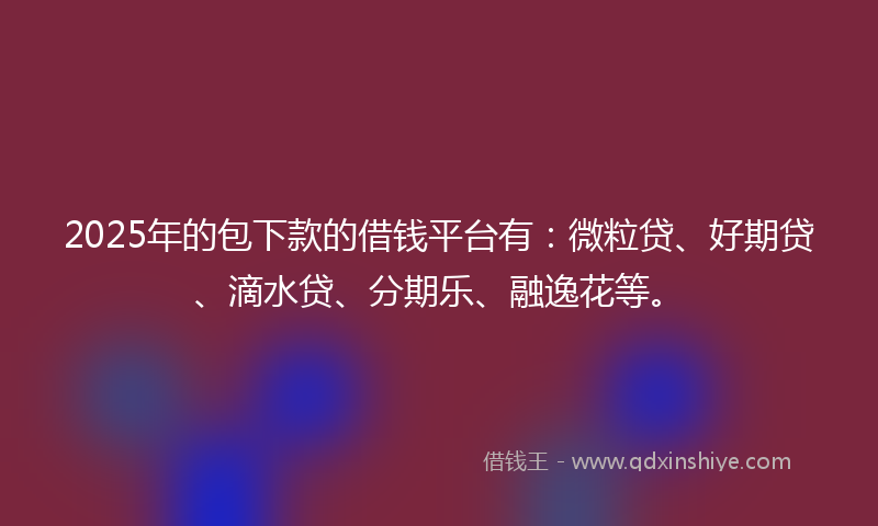 2025年的包下款的借钱平台有：微粒贷、好期贷、滴水贷、分期乐、融逸花等。