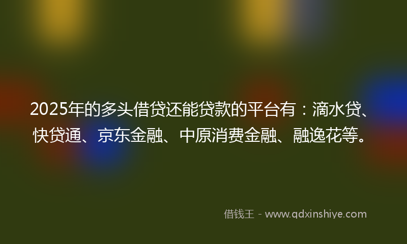 2025年的多头借贷还能贷款的平台有：滴水贷、快贷通、京东金融、中原消费金融、融逸花等。