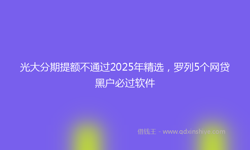 光大分期提额不通过2025年精选，罗列5个网贷黑户必过软件