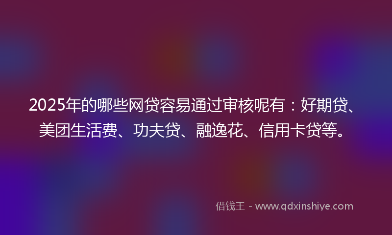 2025年的哪些网贷容易通过审核呢有：好期贷、美团生活费、功夫贷、融逸花、信用卡贷等。