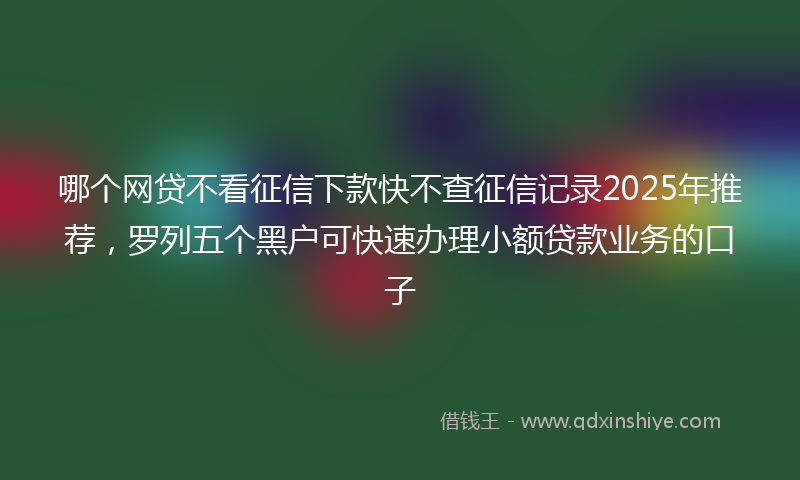 哪个网贷不看征信下款快不查征信记录2025年推荐，罗列五个黑户可快速办理小额贷款业务的口子