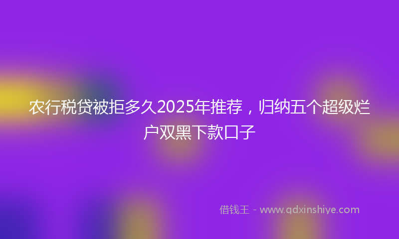 农行税贷被拒多久2025年推荐，归纳五个超级烂户双黑下款口子