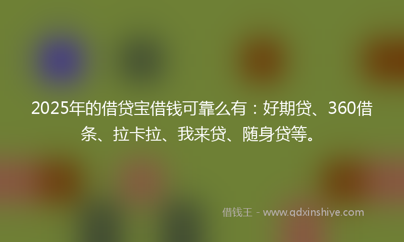 2025年的借贷宝借钱可靠么有：好期贷、360借条、拉卡拉、我来贷、随身贷等。