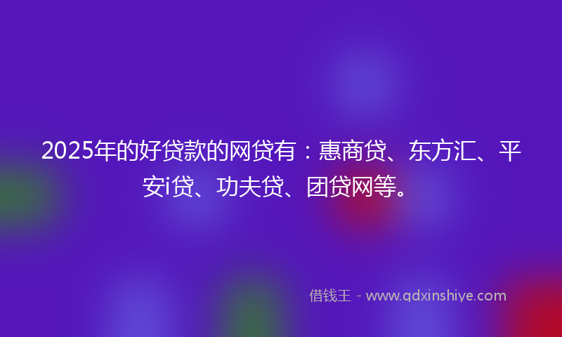 2025年的好贷款的网贷有：惠商贷、东方汇、平安i贷、功夫贷、团贷网等。