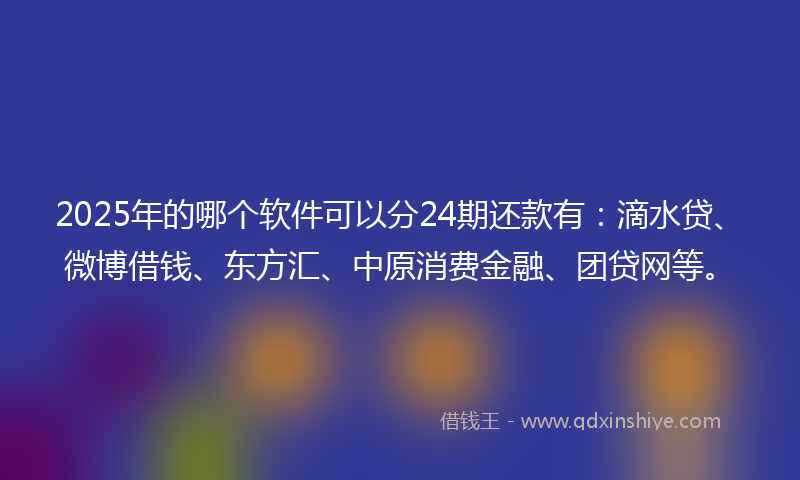 2025年的哪个软件可以分24期还款有：滴水贷、微博借钱、东方汇、中原消费金融、团贷网等。