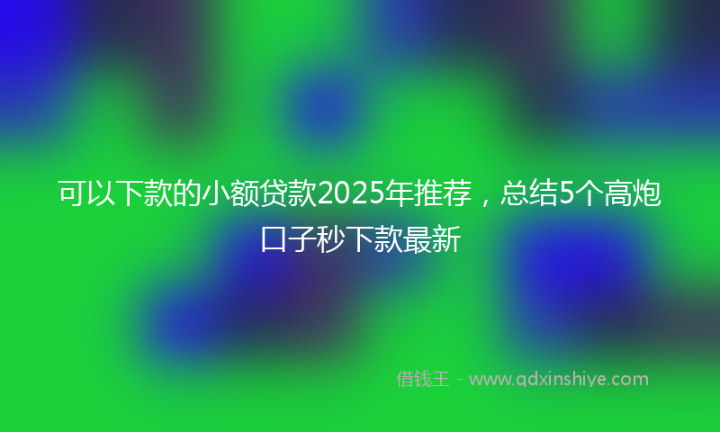 可以下款的小额贷款2025年推荐，总结5个高炮口子秒下款最新