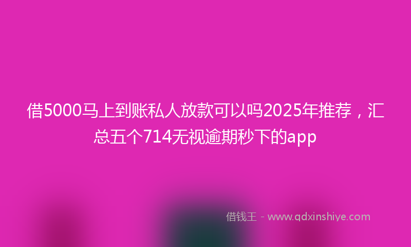 借5000马上到账私人放款可以吗2025年推荐，汇总五个714无视逾期秒下的app