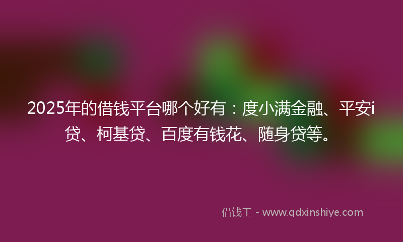 2025年的借钱平台哪个好有：度小满金融、平安i贷、柯基贷、百度有钱花、随身贷等。