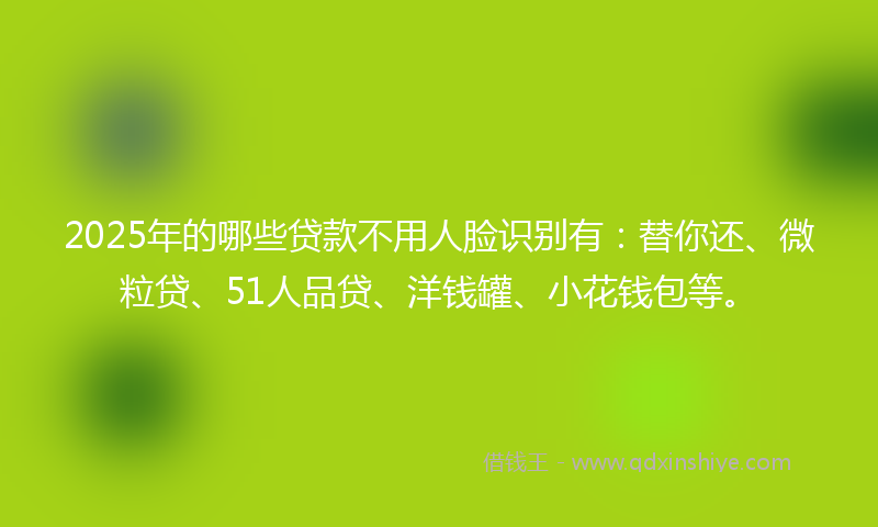 2025年的哪些贷款不用人脸识别有：替你还、微粒贷、51人品贷、洋钱罐、小花钱包等。