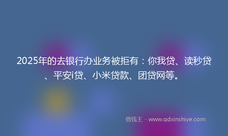 2025年的去银行办业务被拒有：你我贷、读秒贷、平安i贷、小米贷款、团贷网等。