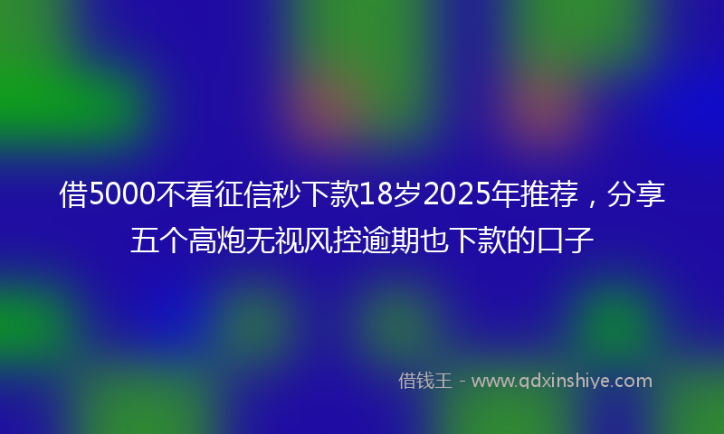借5000不看征信秒下款18岁2025年推荐，分享五个高炮无视风控逾期也下款的口子