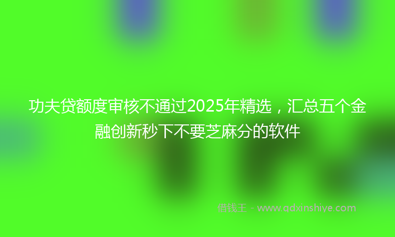 功夫贷额度审核不通过2025年精选，汇总五个金融创新秒下不要芝麻分的软件