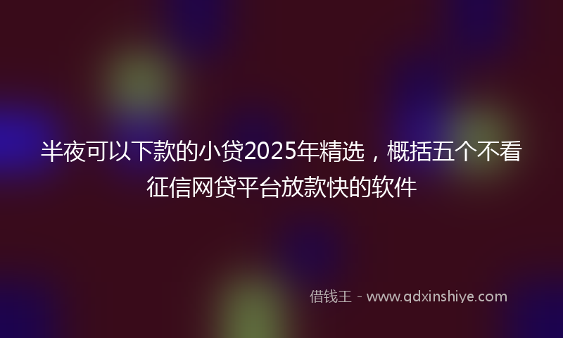 半夜可以下款的小贷2025年精选，概括五个不看征信网贷平台放款快的软件