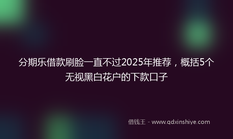 分期乐借款刷脸一直不过2025年推荐，概括5个无视黑白花户的下款口子