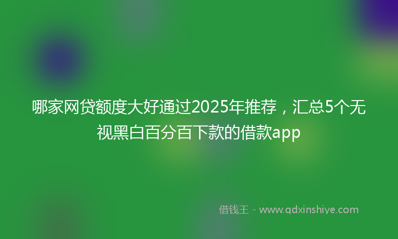 哪家网贷额度大好通过2025年推荐，汇总5个无视黑白百分百下款的借款app