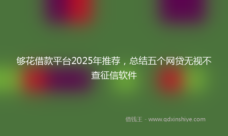 够花借款平台2025年推荐，总结五个网贷无视不查征信软件