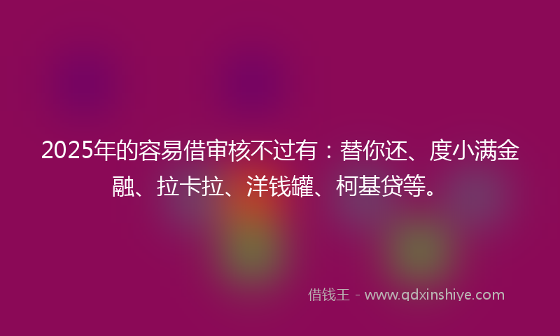 2025年的容易借审核不过有：替你还、度小满金融、拉卡拉、洋钱罐、柯基贷等。