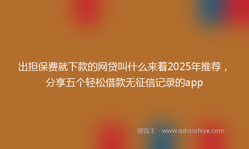 出担保费就下款的网贷叫什么来着2025年推荐，分享五个轻松借款无征信记录的app