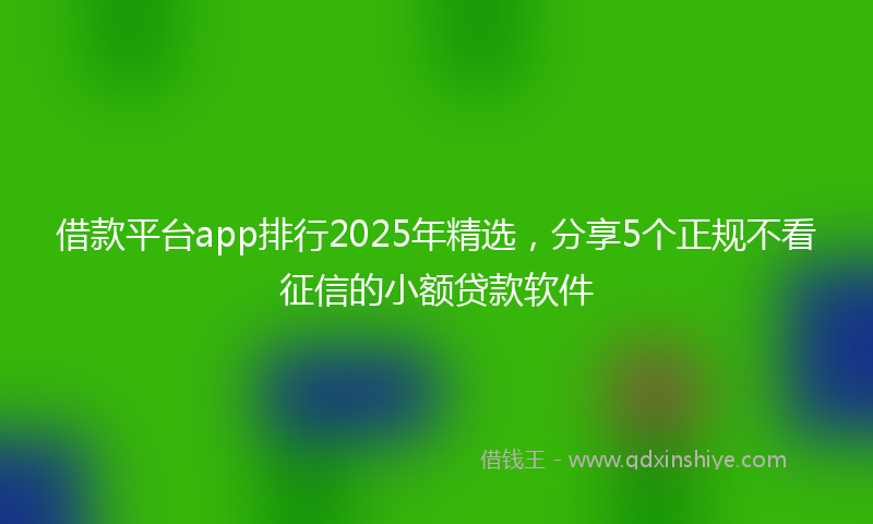 借款平台app排行2025年精选，分享5个正规不看征信的小额贷款软件