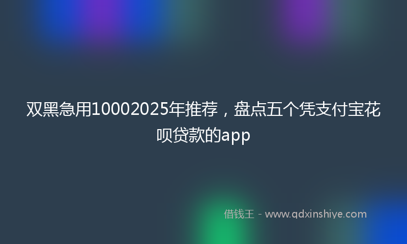 双黑急用10002025年推荐，盘点五个凭支付宝花呗贷款的app
