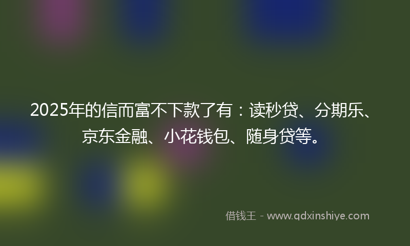 2025年的信而富不下款了有：读秒贷、分期乐、京东金融、小花钱包、随身贷等。