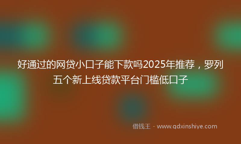 好通过的网贷小口子能下款吗2025年推荐，罗列五个新上线贷款平台门槛低口子