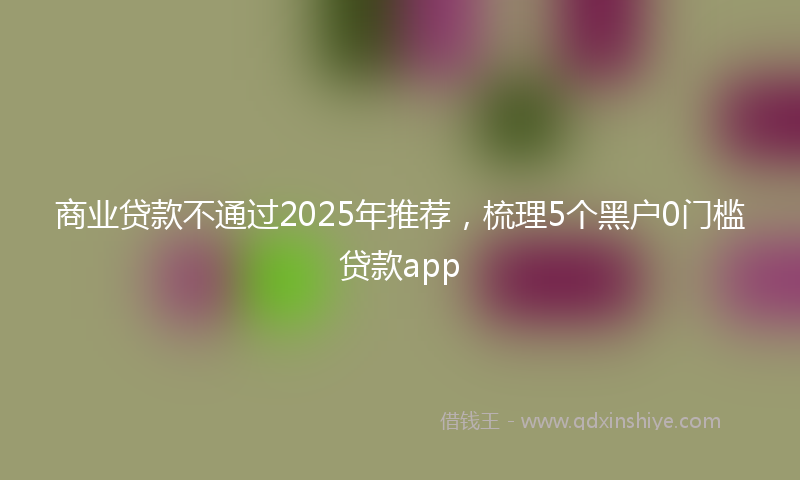 商业贷款不通过2025年推荐，梳理5个黑户0门槛贷款app