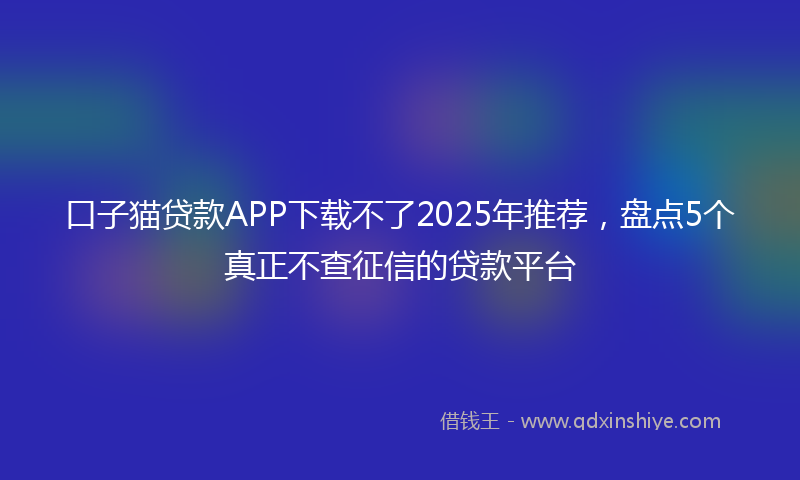 口子猫贷款APP下载不了2025年推荐，盘点5个真正不查征信的贷款平台