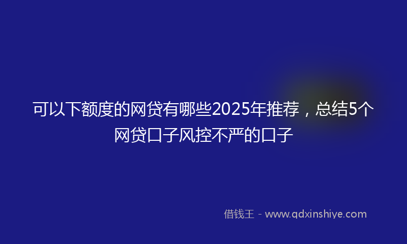 可以下额度的网贷有哪些2025年推荐，总结5个网贷口子风控不严的口子