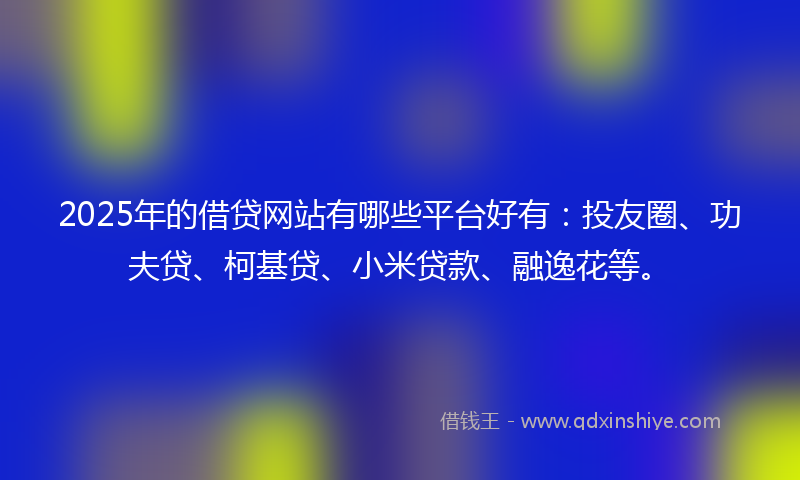 2025年的借贷网站有哪些平台好有：投友圈、功夫贷、柯基贷、小米贷款、融逸花等。