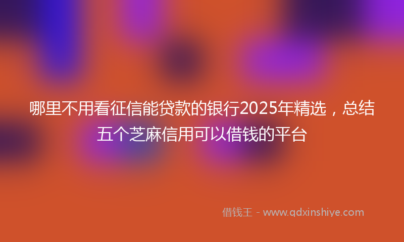哪里不用看征信能贷款的银行2025年精选，总结五个芝麻信用可以借钱的平台