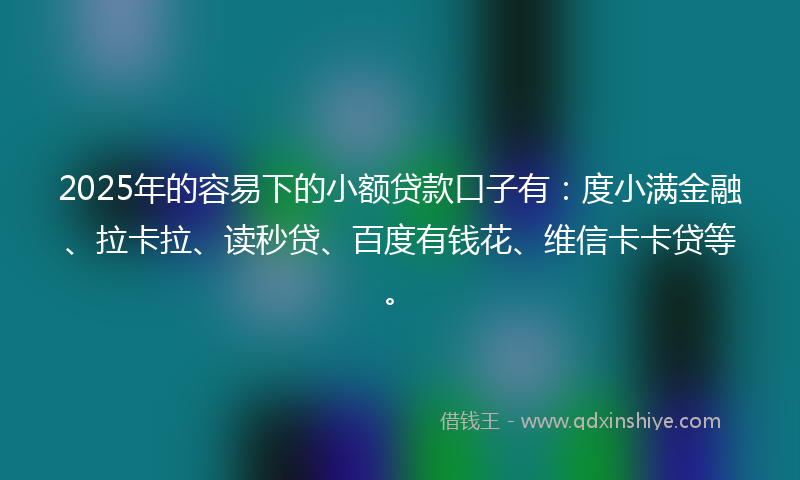 2025年的容易下的小额贷款口子有：度小满金融、拉卡拉、读秒贷、百度有钱花、维信卡卡贷等。