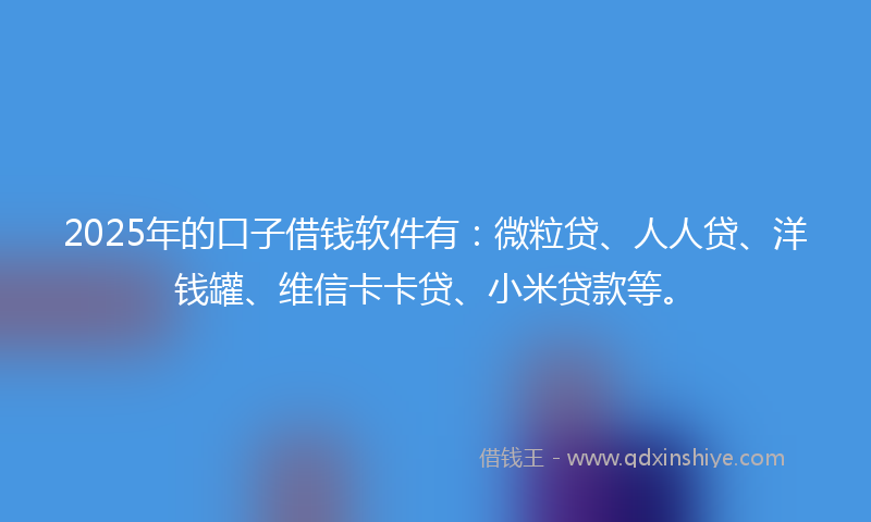 2025年的口子借钱软件有：微粒贷、人人贷、洋钱罐、维信卡卡贷、小米贷款等。