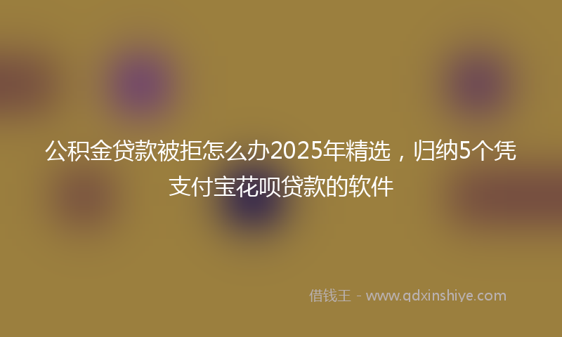 公积金贷款被拒怎么办2025年精选，归纳5个凭支付宝花呗贷款的软件