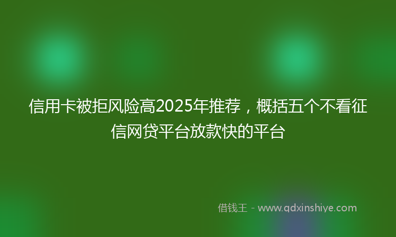 信用卡被拒风险高2025年推荐，概括五个不看征信网贷平台放款快的平台