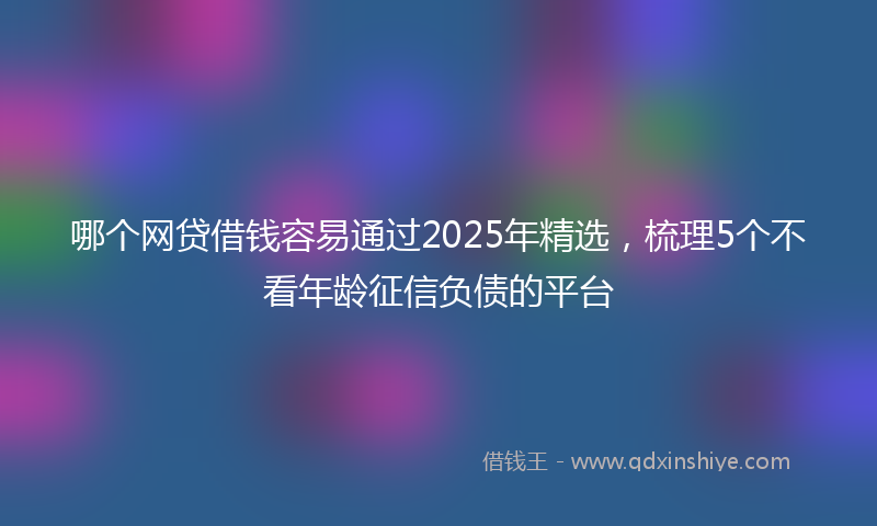 哪个网贷借钱容易通过2025年精选，梳理5个不看年龄征信负债的平台